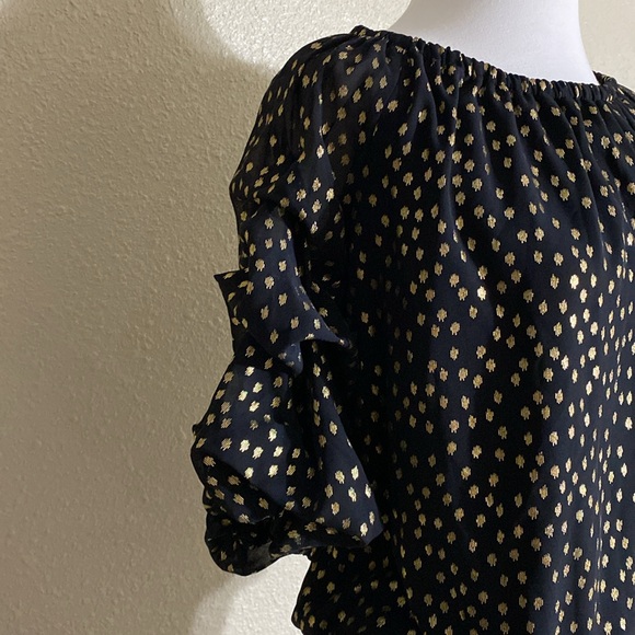 NWT MSK Black and Gold Lantern Sleeve Off the Shoulder Top Size S - Picture 13 of 13